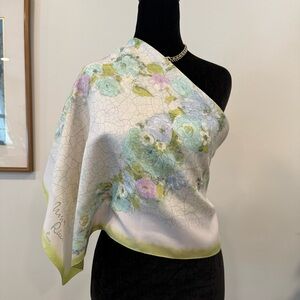 Authentic Nina Ricci Floral Pastel Home Accent Scarf